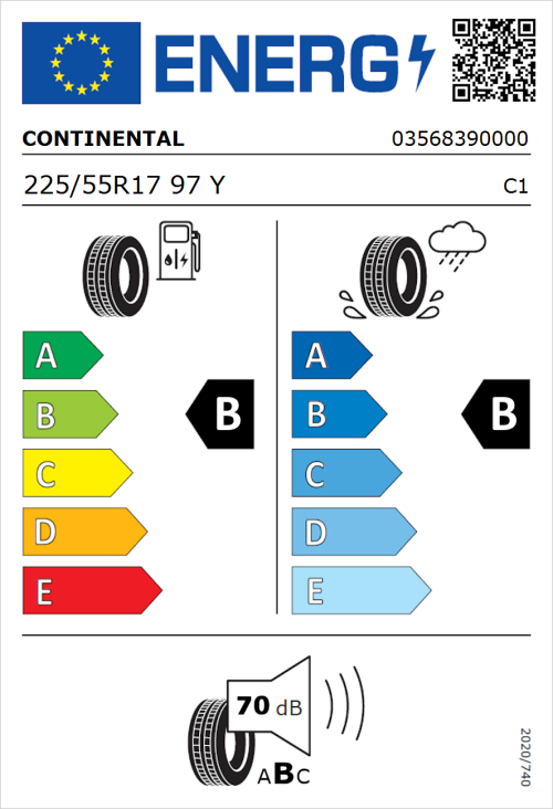 Tyre Label for Continental ContiPremiumContact 5 225/55R17 97Y